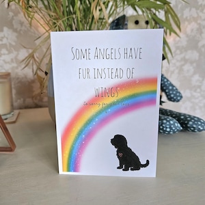 Cockapoo, perte d'un animal de compagnie, avec carte de sympathie, chien en deuil, carte recyclée respectueuse de l'environnement, pont arc-en-ciel, citation, chien de compagnie, désolé pour la perte,