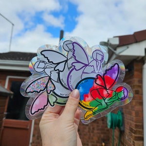 Not All Disabilities Are Visible, Static Window Cling Decal, Disabled Fairy Sticker, Rainbow Fairy, Chronic Illness Awareness Car Decal