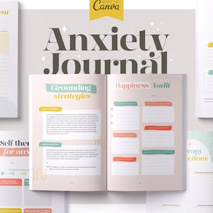 Angstdagboek Afdrukbaar dagboek geestelijke gezondheid ADHD planner PDF Canva zelfzorg werkboek angsttracker dagboek Stressmanagementplanner