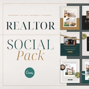 Real Estate Social Media Canva Templates | Realtor Instagram Posts Bundle
