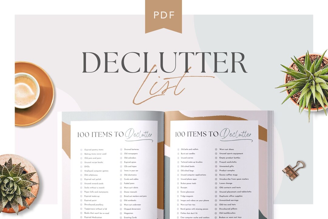 100 Items to Declutter List PDF - Etsy