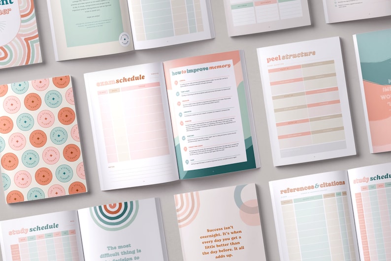 Notebook Study Structure Student Planner Printable College Journal Canva Template Study Workbook ...