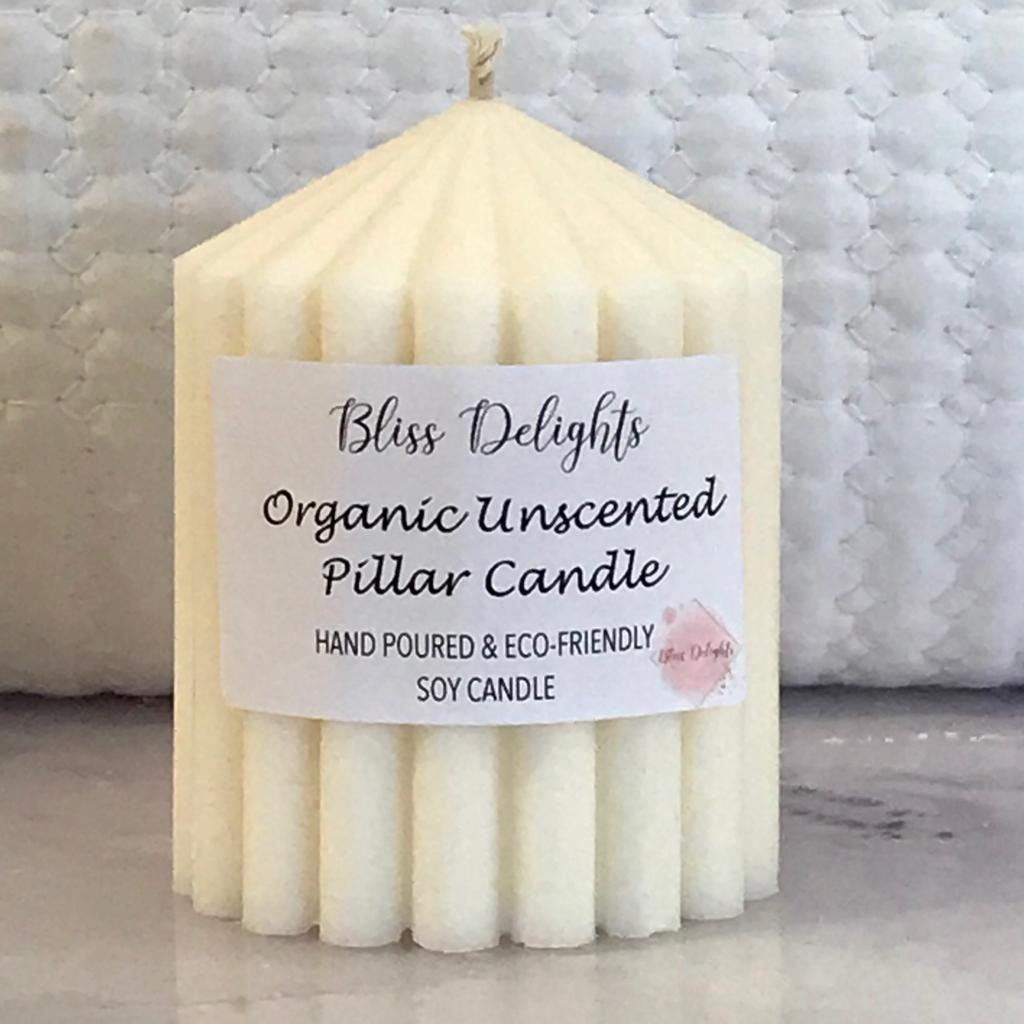 Organic Unscented Soy Pillar Candles Plastic Free Soy Wax Pillar