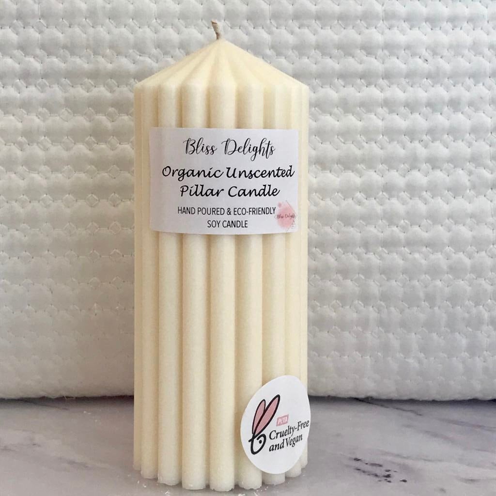 Organic Unscented Soy Pillar Candles Plastic Free Soy Wax Pillar