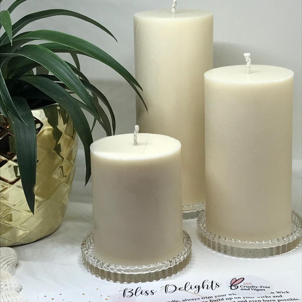 Natural Unscented Soy Pillar Candles Plastic Free Soy Wax Etsy