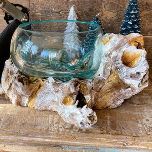 Gold and White Painted Molten Glass Root Bowl