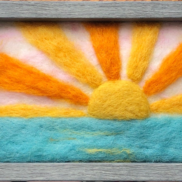 Here Comes the Sun Felted wool landscape