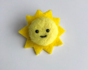 Needle Felted Sunshine Pin/ornament