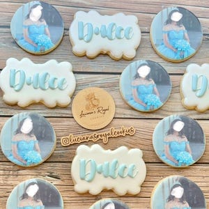 Quinceañera, Sweet Sixteen Cookies, Bridal Shower Cookies, Birthday Cookies, Baby Shower Cookies, Photo Cookies, Logo Cookies, 12 Cookies