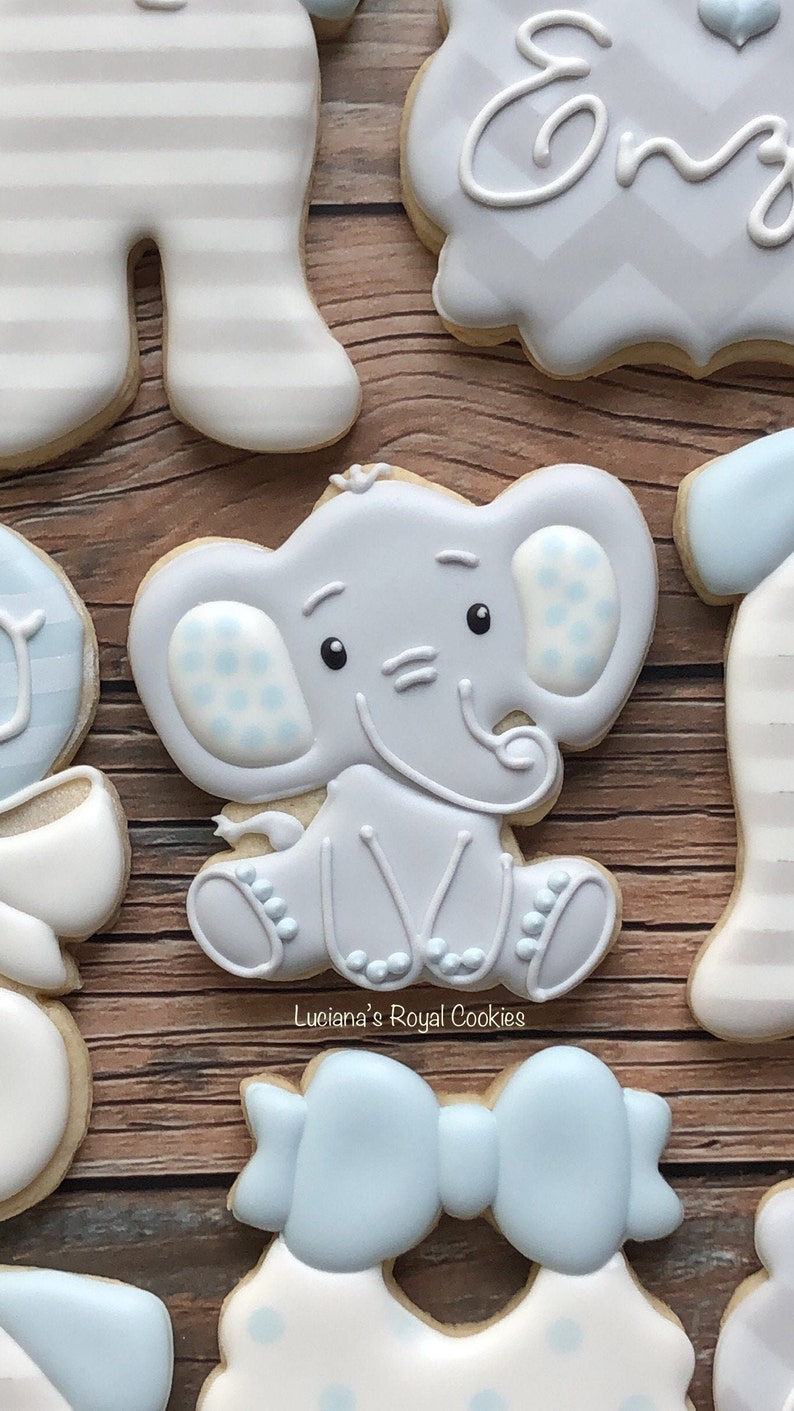 Boy Baby Shower Cookies / Baby Elephant cookies / Baby Shower Etsy