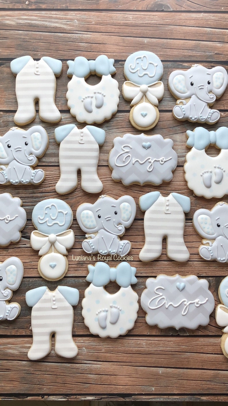 Boy Baby Shower Cookies / Baby Elephant cookies / Baby Shower Etsy