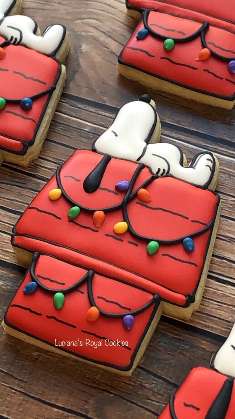 Snoopy Christmas Cookies Etsy Snoopy Christmas Cookies
