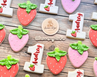 Strawberry 1st Birthday Cookies