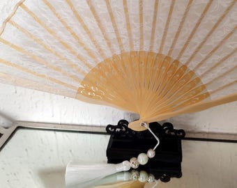 Elegante ventaglio di pizzo bianco C HC