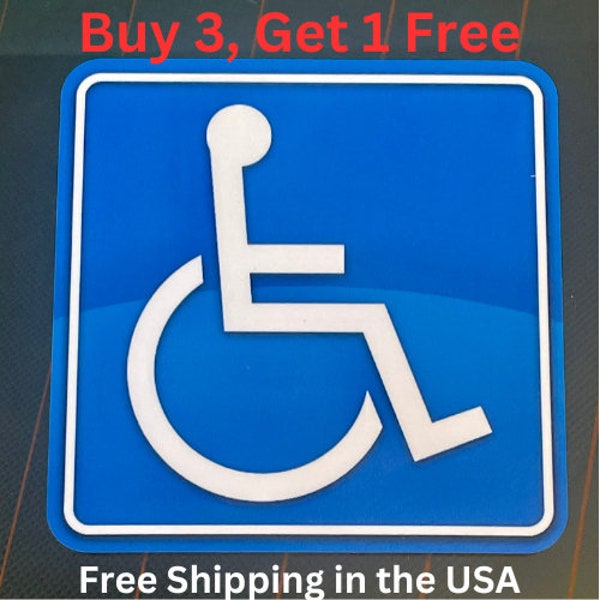 Handicap Parking Symbol Vinyl Sticker Decal / Disabled Handicapped Sign 4"x4" Gloss Vinyl Decal