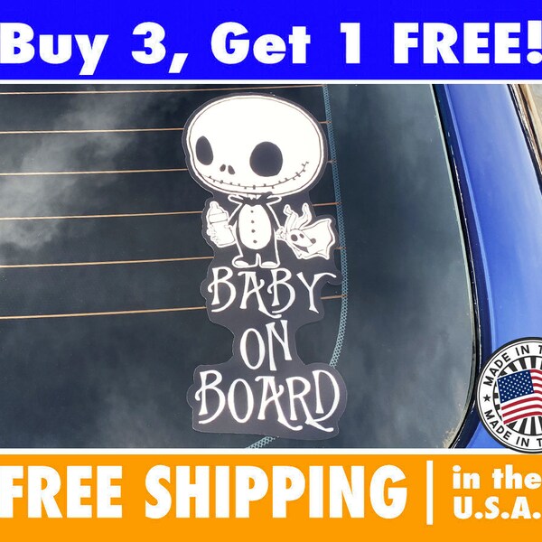 Nightmare Before Christmas, Baby on Board Bumper Sticker, Jack Skellington Baby On Board Bumpersticker, cute baby boy bumpersticker