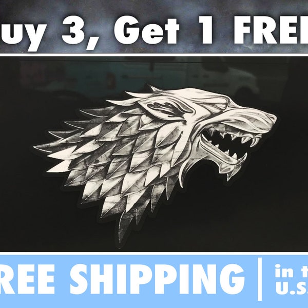 House Stark Decal Game of Thrones Grey Direwolf Head Sticker "Winter Is Coming"