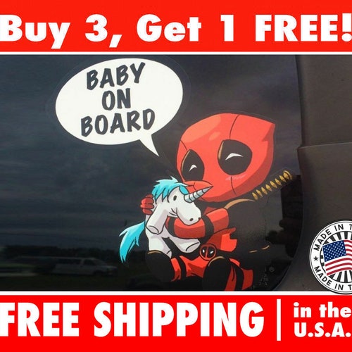 Superheroes Deadpool Kids On Board Car Laminated Sign 