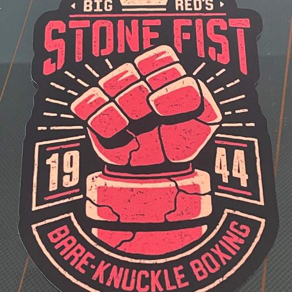 Hellboy Sticker - Big Red's Stone Fist - 1944 Bare Knuckle Boxing Decal