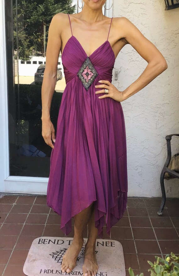 purple handkerchief dress