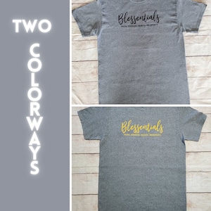 Camiseta esportiva BLESSENCIALS® (cinza mesclado/preto) e (cinza mesclado/dourado)
