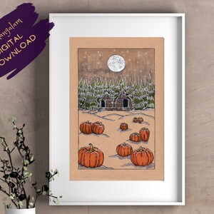 Cabin the Woods Art Print DOWNLOAD | Housewarming, New Home Gift | Hagrid's Hut Illustration Poster - A3, A4, A5, 5x7, 4x6