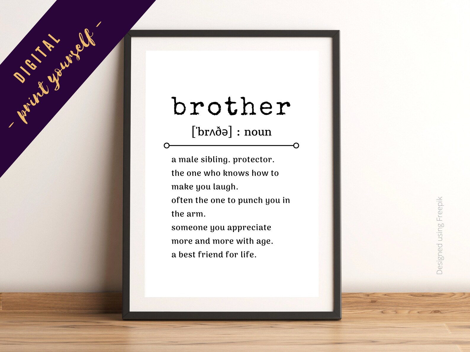 Brother Definition Print INSTANT DOWNLOAD Gift for Brother Etsy