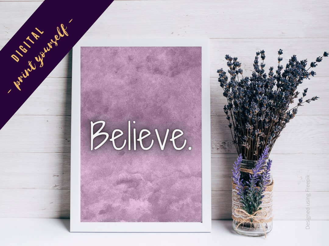 Believe Quote Watercolour Print INSTANT DOWNLOAD Modern - Etsy