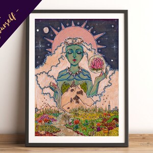Mother Nature Art Print INSTANT DOWNLOAD | Goddess Mother Illustration Poster | Yoga Room, Altar Decor - 4x6, 5x7, A5, A4 & A3