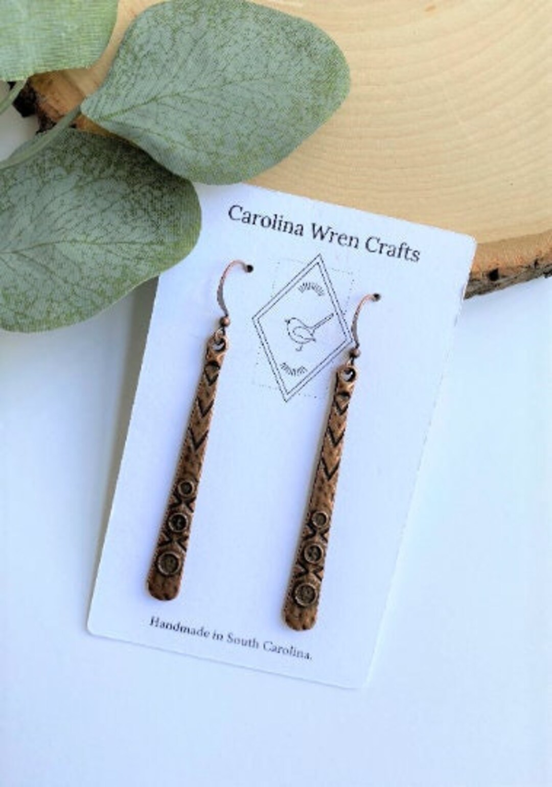 Antique Copper Bar Earrings Long Copper Earrings Etsy