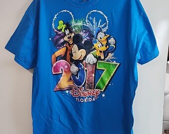 T-shirt pour femme Disney Florida L 12-14 Bleu Mickey Donald Pluto Dingo 2018