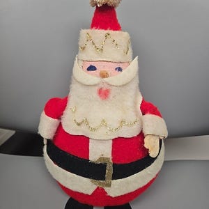 Vintage Christmas decor Christmas gift Plush 1 Foot Tall 1950s Santa Claus