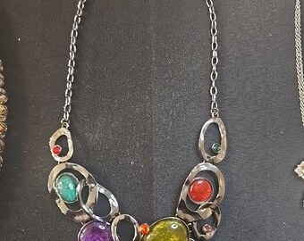 Collier strass hématite arc-en-ciel Collier réglable