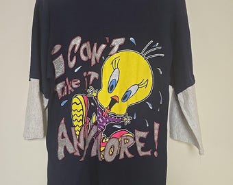 T-shirt Looney Tunes par Freeze, vintage Tweety Bird de taille moyenne