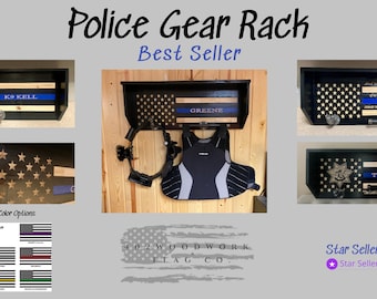 Police Gear Rack with Thin Blue Line
