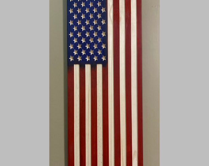 Vertical Wooden American Flag