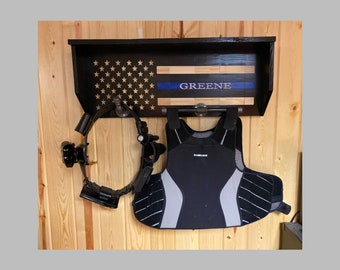 Police Gear Rack-Law Enforcement Gear Rack - Vest Gear Rack - American Flag Gear Rack