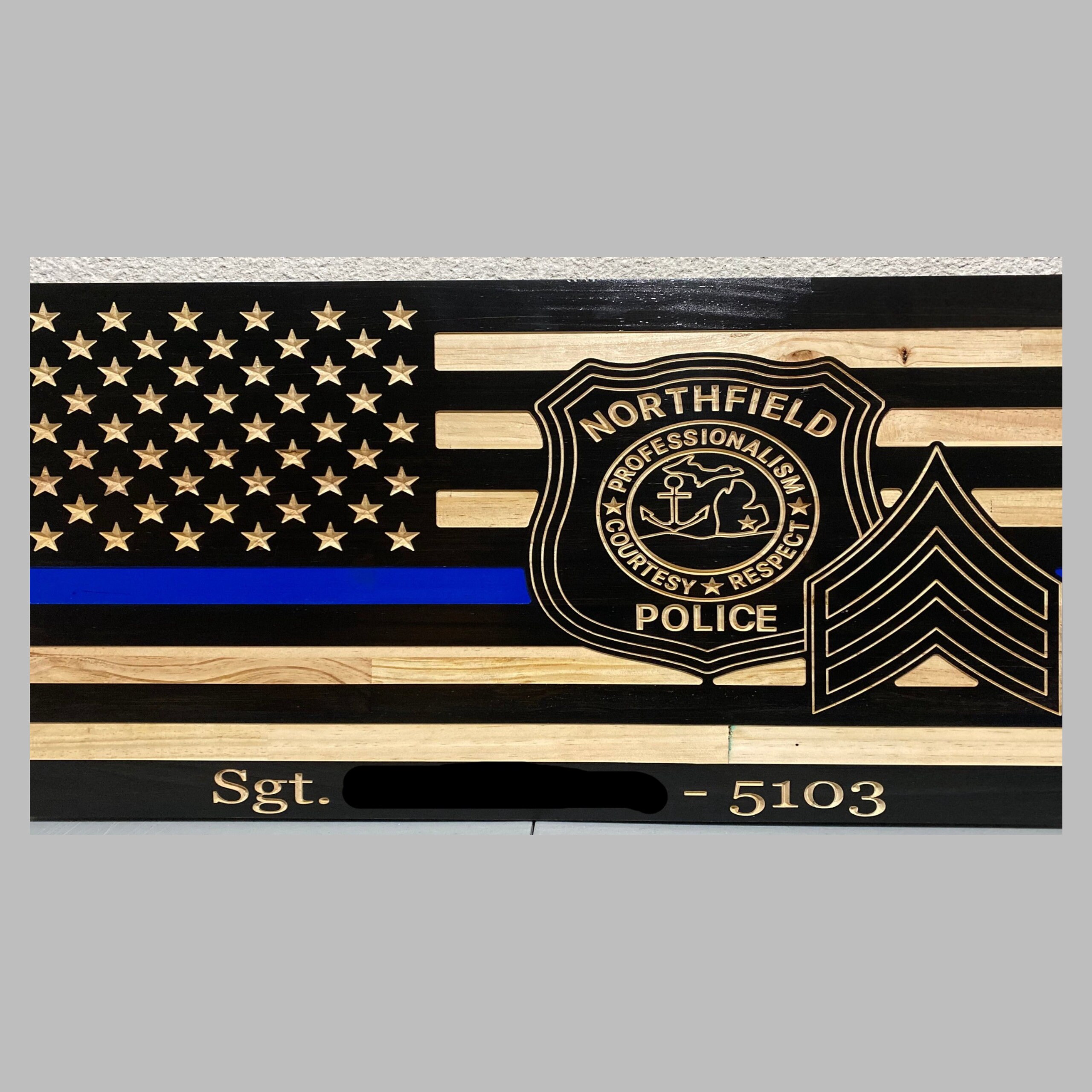 Personalized Blue Line Police Flag - Police Officer Gift - Police Wood ...