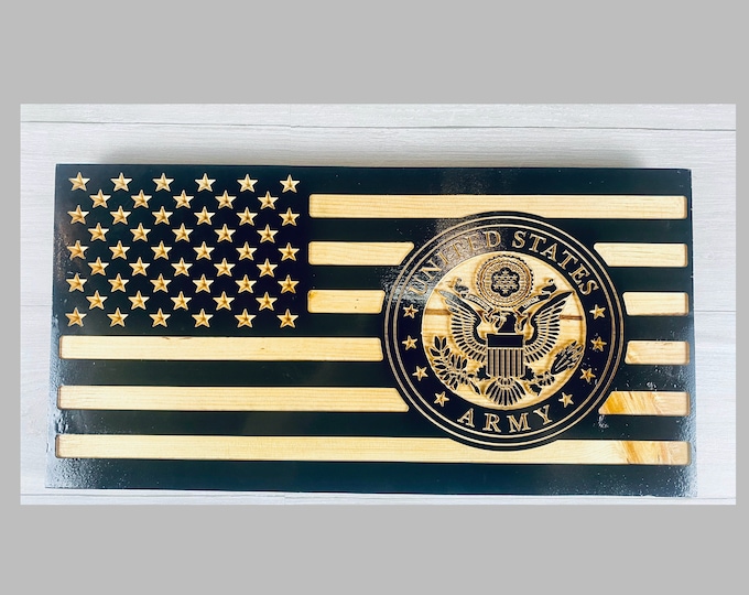 US Army Symbol Wooden Flag