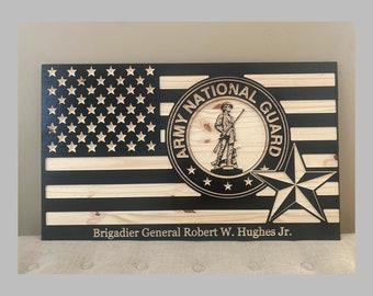 US Army National Guard Wooden Flag