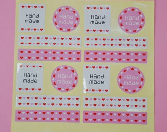 Sheet 16 auto-adhesive labels various formats with the inscription Handmade