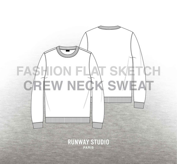 Sweatshirt Flat Sketch SVG Template. Graphic by ClothingArtStudio ·  Creative Fabrica