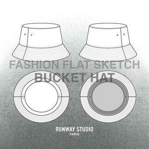 BUCKET HAT Fashion Flat Sketch- Fashion Vector Sketch - Technical Fashion Sketch - Hat Sketch Fashion Design