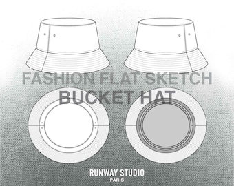 BUCKET HAT Fashion Flat Sketch- Fashion Vector Sketch - Technical Fashion Sketch - Hat Sketch Fashion Design