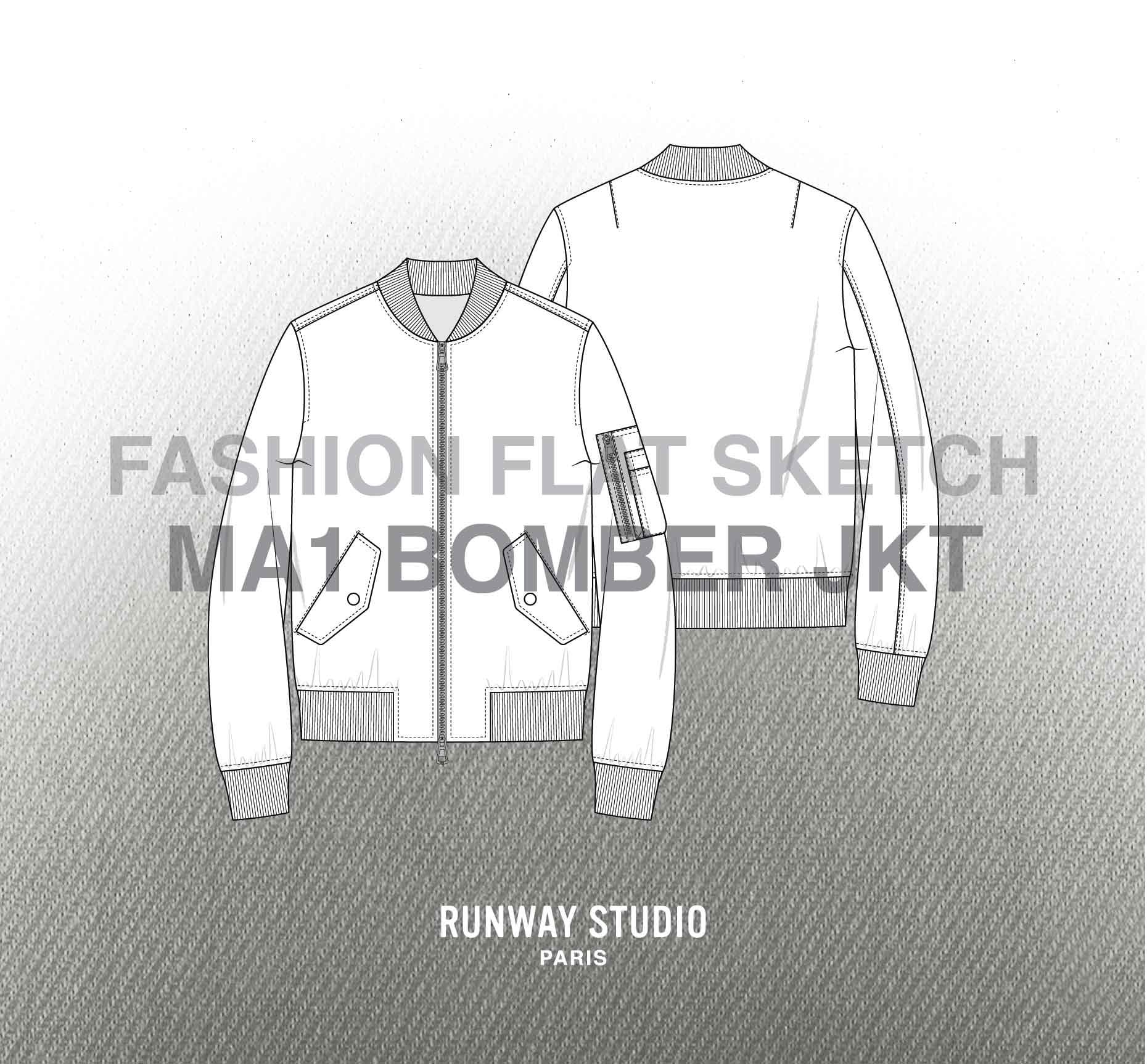 Bomber jacket technical sketch Kids casual clothing design template  16919562 Vector Art at Vecteezy
