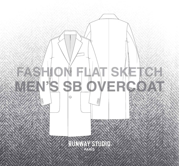MEN'S SB OVERCOAT Fashion Vector Sketch - Fashion Flat Sketch