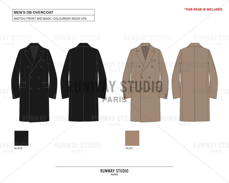 MEN'S DB OVERCOAT Fashion Vector Sketch Fashion Flat | Etsy