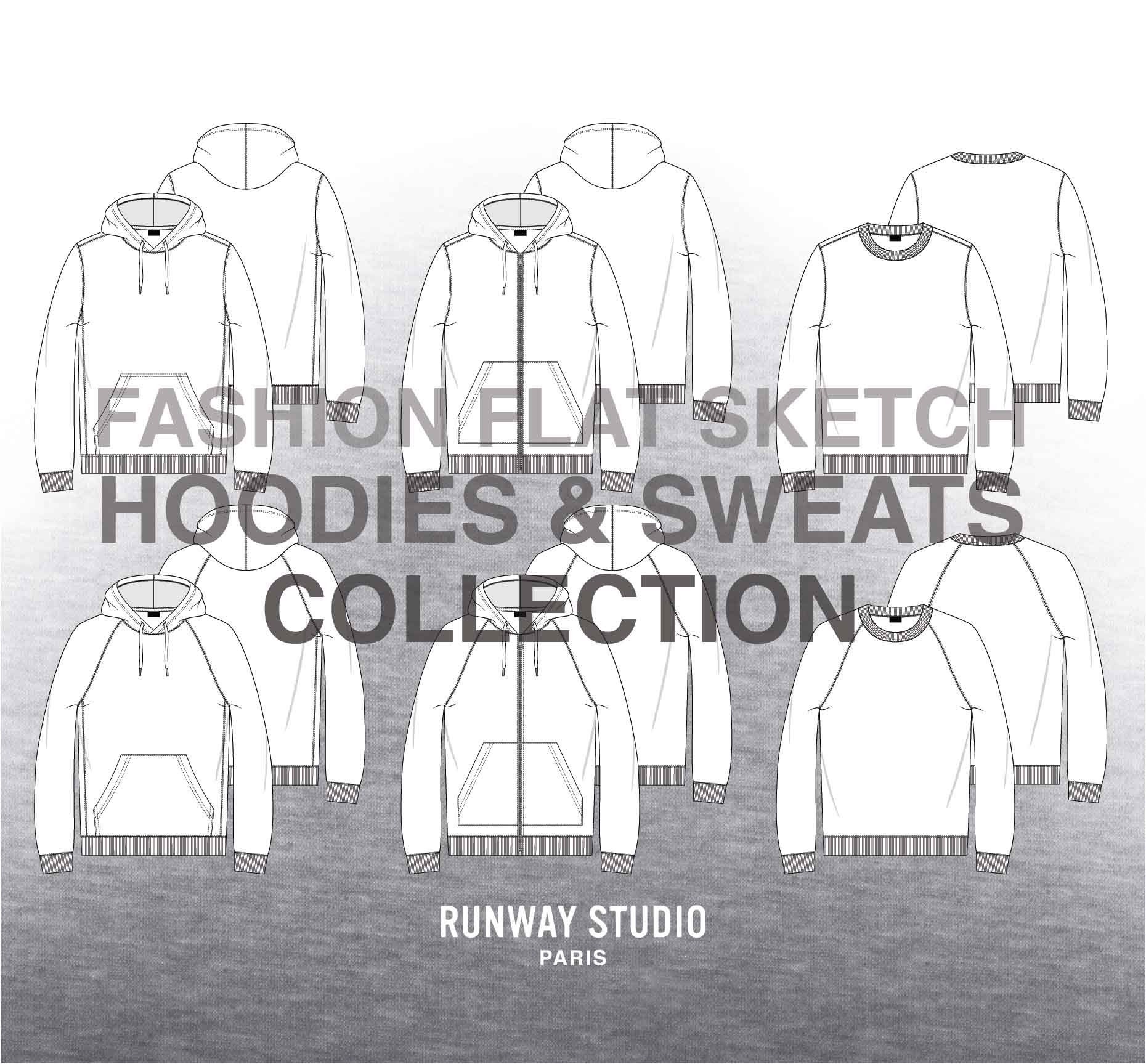 HOODIES & SWEATSHIRTS COLLECTION Fashion Flat Sketches - Fashion 