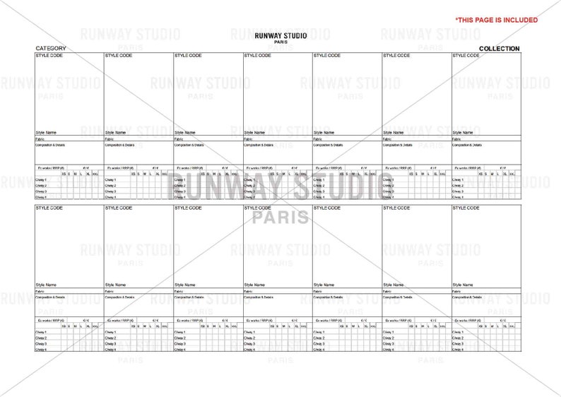 Model Line Check Sheets PRODUCT LINE SHEET - Fashion Document Template - Collection Line Plan ...