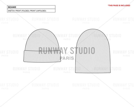 BEANIE Fashion Sketch Vector Sketch Technical - Etsy